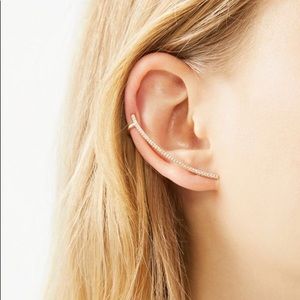 pair of studded ear climber cuff earrings